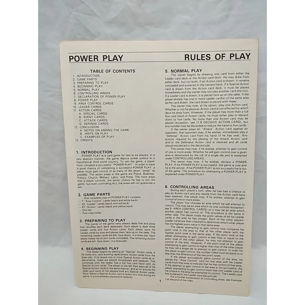 Vintage Power Play A Task Force Card Game Complete